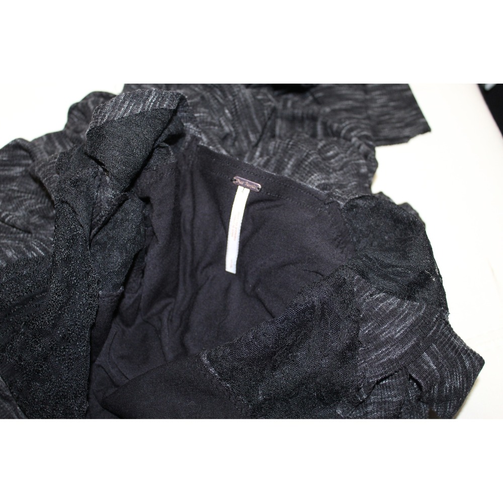 Free People Black Space Dye Lace Open Back Ruffle Maxi Women Dress Boho size S - Picture 5 of 12